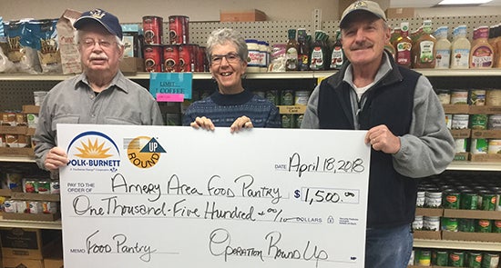Operation Round Up donates $1,500 to Amery Area Food Pantry