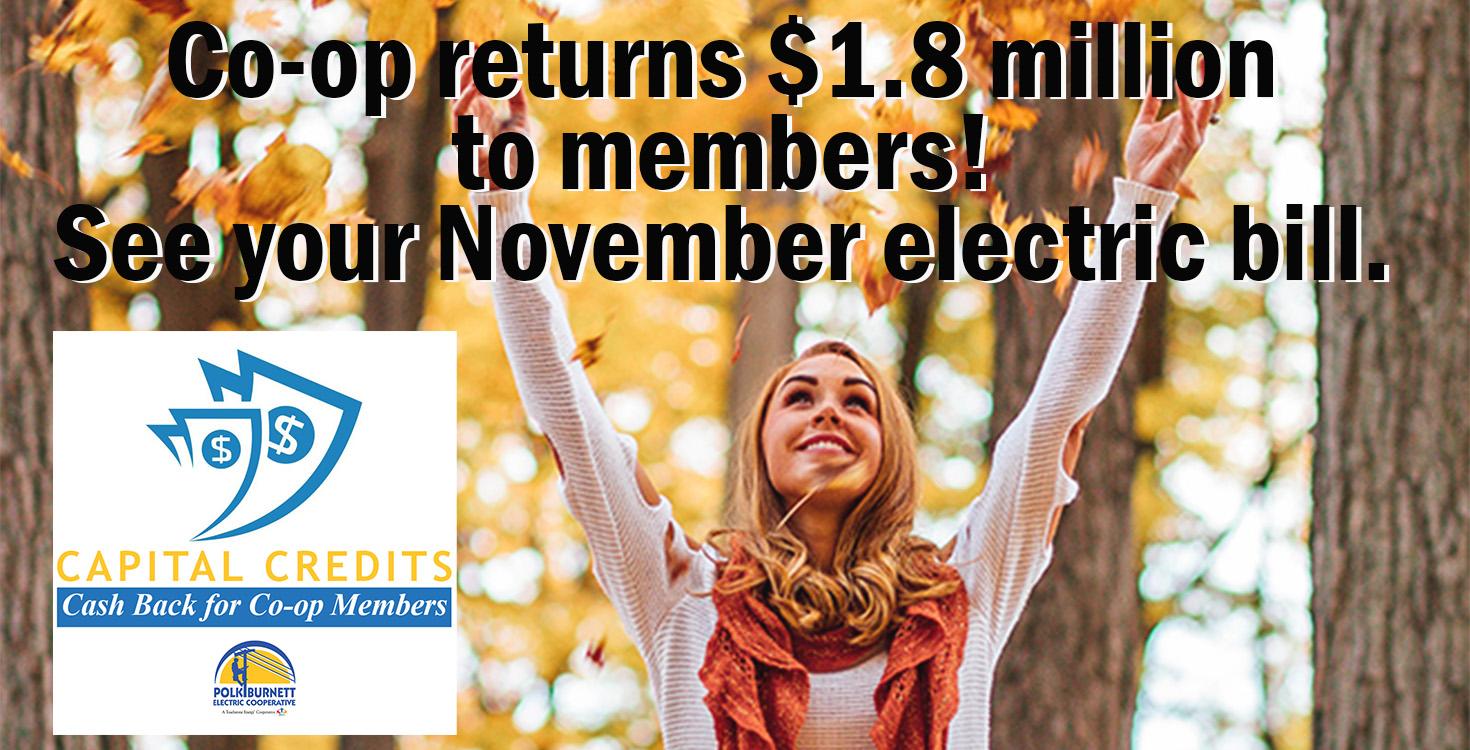 Capital Credits returned to members in November